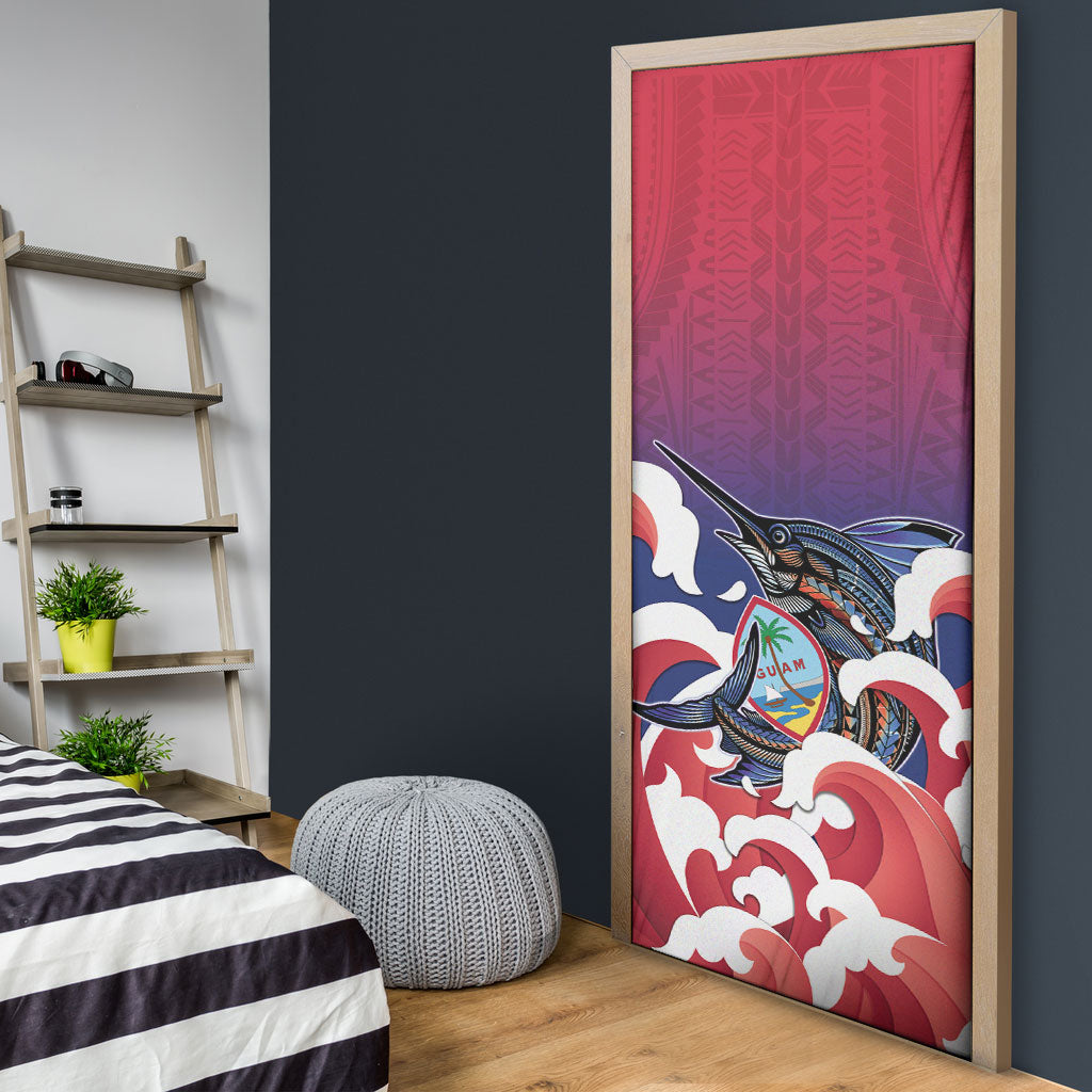 Guam Blue Marlin Fishing Door Cover Polynesian Style