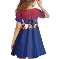 Guam Blue Marlin Fishing Family Matching Off Shoulder Short Dress and Hawaiian Shirt Polynesian Style LT05 - Polynesian Pride
