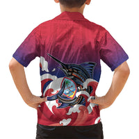 Guam Blue Marlin Fishing Family Matching Summer Maxi Dress and Hawaiian Shirt Polynesian Style LT05 - Polynesian Pride