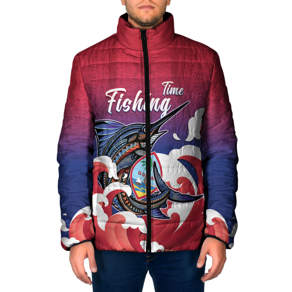 Guam Blue Marlin Fishing Padded Jacket Polynesian Style