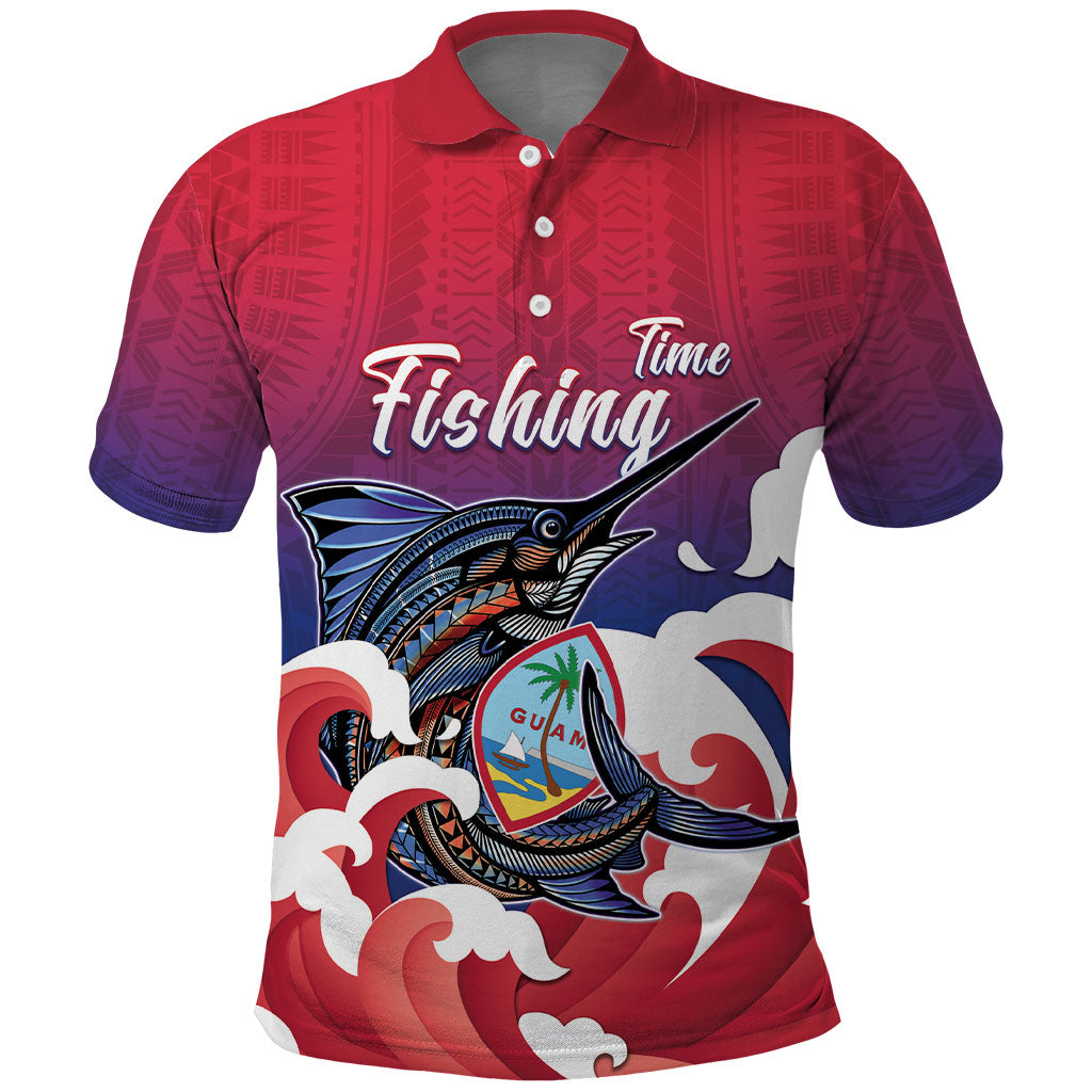 Guam Blue Marlin Fishing Polo Shirt Polynesian Style LT05 Red - Polynesian Pride