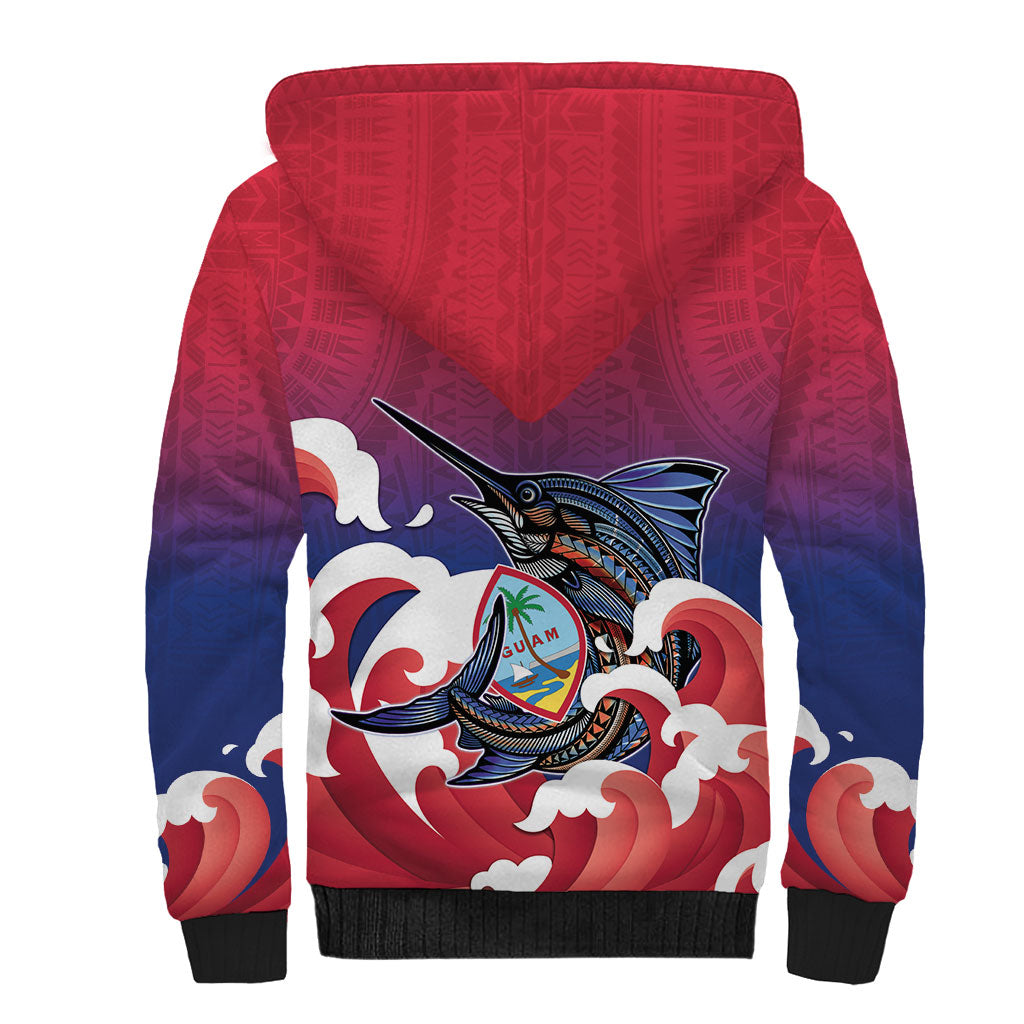 Guam Blue Marlin Fishing Sherpa Hoodie Polynesian Style LT05 - Polynesian Pride