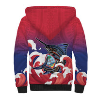 Guam Blue Marlin Fishing Sherpa Hoodie Polynesian Style LT05 - Polynesian Pride