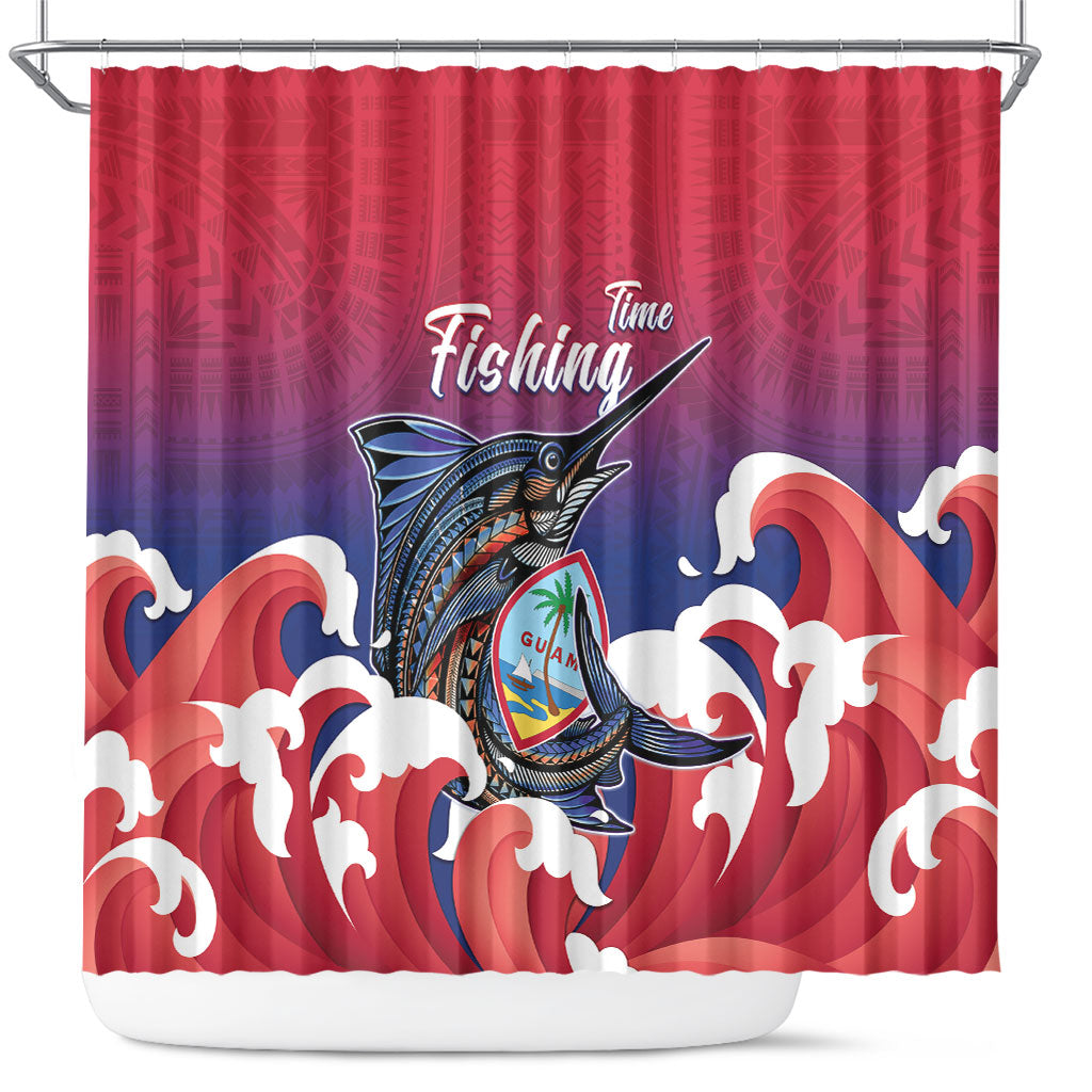 Guam Blue Marlin Fishing Shower Curtain Polynesian Style