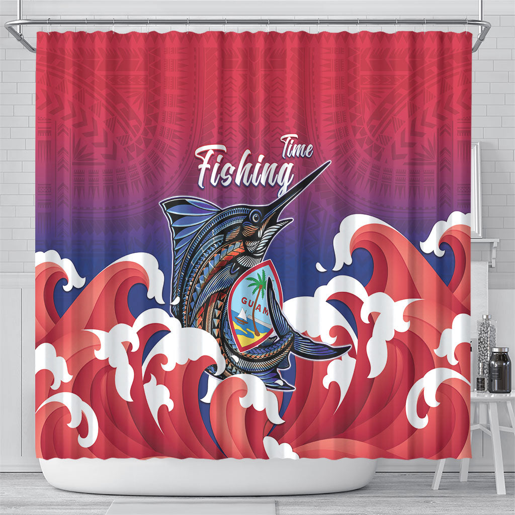 Guam Blue Marlin Fishing Shower Curtain Polynesian Style