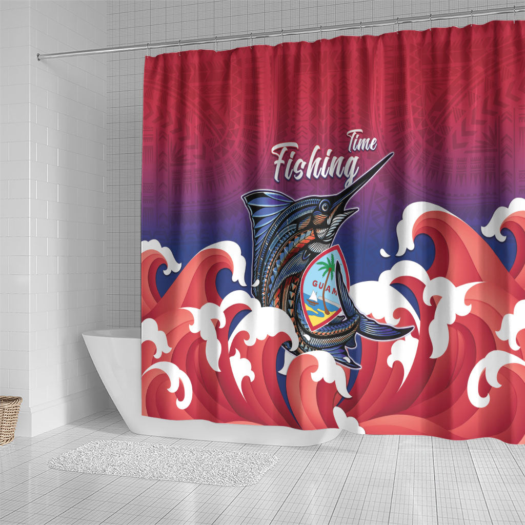 Guam Blue Marlin Fishing Shower Curtain Polynesian Style