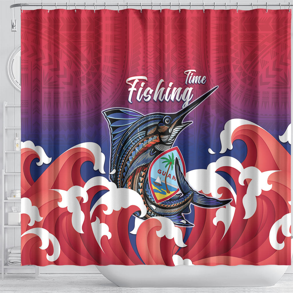 Guam Blue Marlin Fishing Shower Curtain Polynesian Style