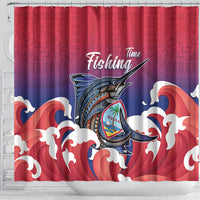 Guam Blue Marlin Fishing Shower Curtain Polynesian Style