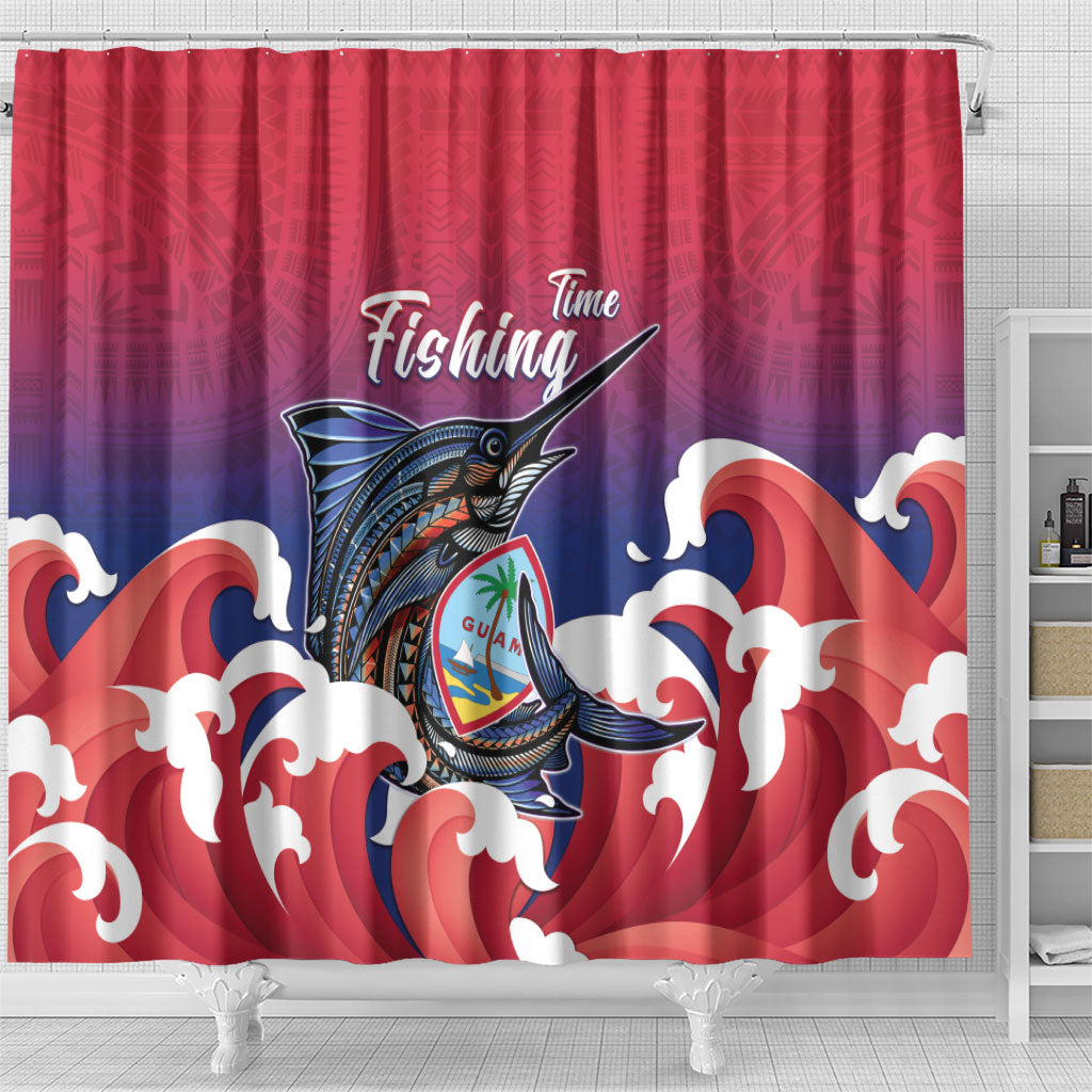 Guam Blue Marlin Fishing Shower Curtain Polynesian Style