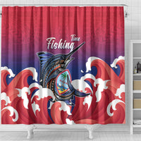 Guam Blue Marlin Fishing Shower Curtain Polynesian Style
