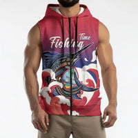 Guam Blue Marlin Fishing Sleeveless Zip Hoodie Polynesian Style LT05 - Polynesian Pride