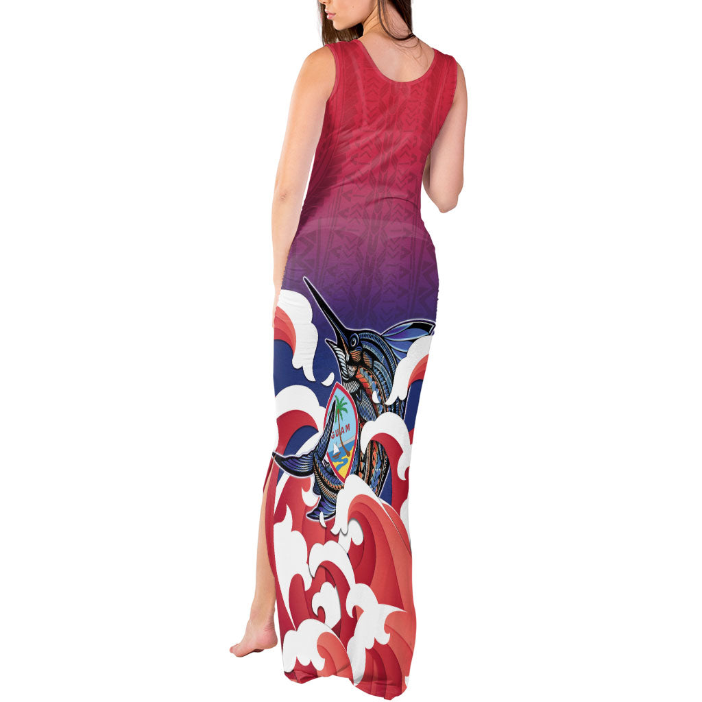 Guam Blue Marlin Fishing Tank Maxi Dress Polynesian Style