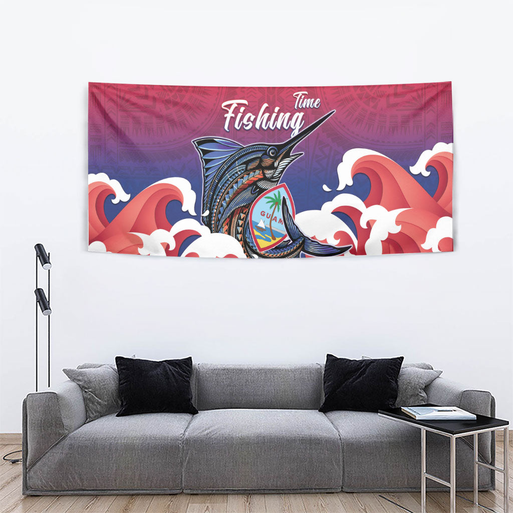 Guam Blue Marlin Fishing Tapestry Polynesian Style