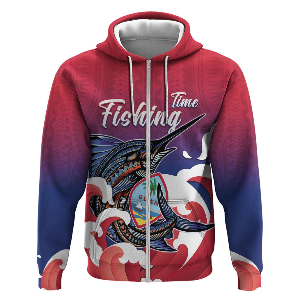 Guam Blue Marlin Fishing Zip Hoodie Polynesian Style LT05 Zip Hoodie Red - Polynesian Pride