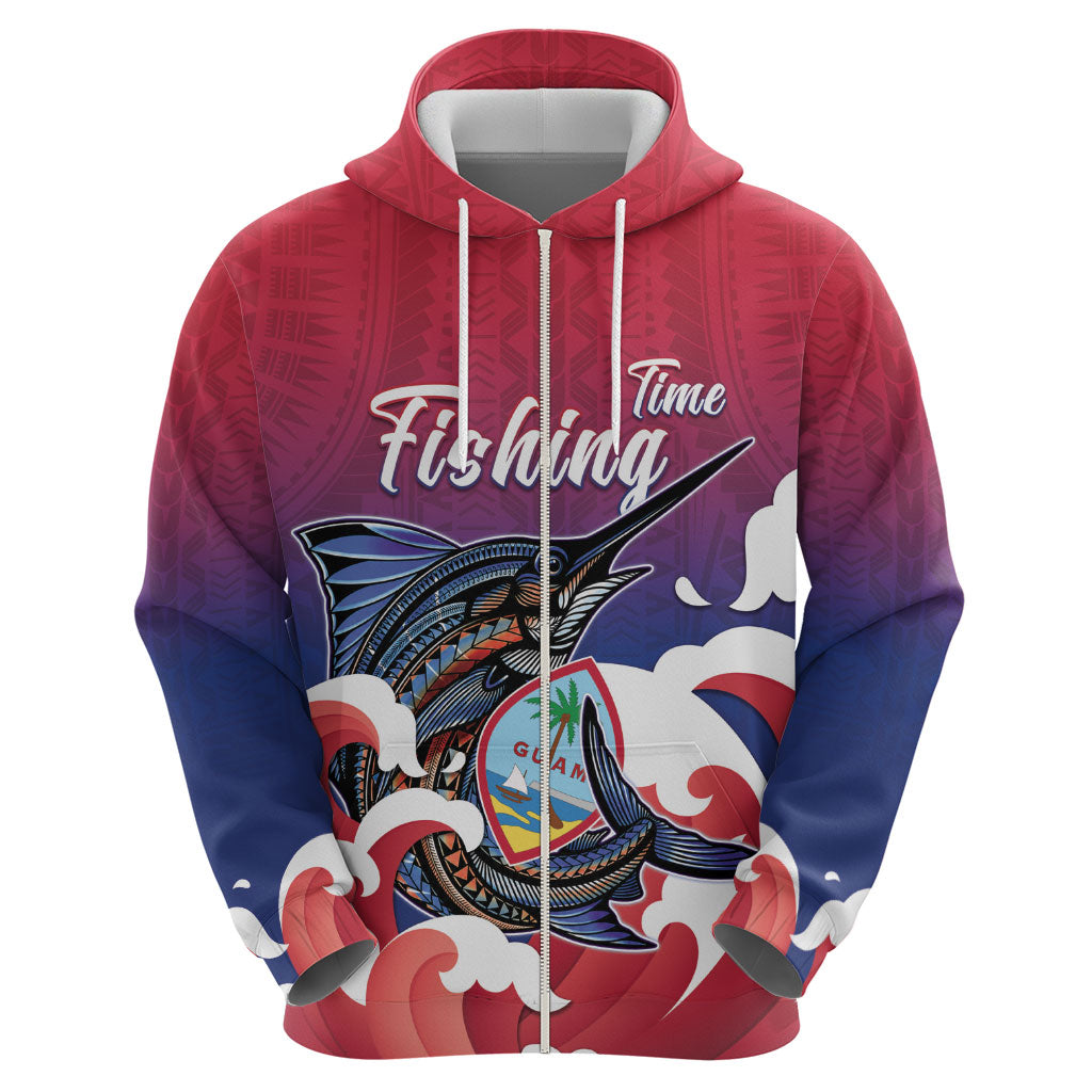 Guam Blue Marlin Fishing Zip Hoodie Polynesian Style LT05 - Polynesian Pride