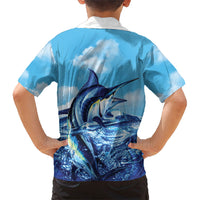 Hawaii Blue Marlin Fishing Family Matching Puletasi and Hawaiian Shirt