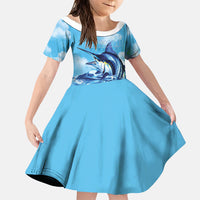 Hawaii Blue Marlin Fishing Family Matching Puletasi and Hawaiian Shirt