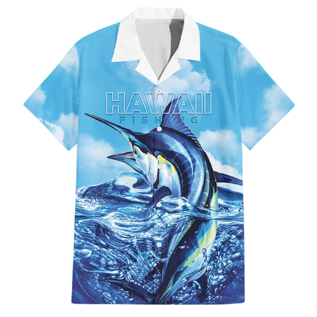 Hawaii Blue Marlin Fishing Family Matching Puletasi and Hawaiian Shirt