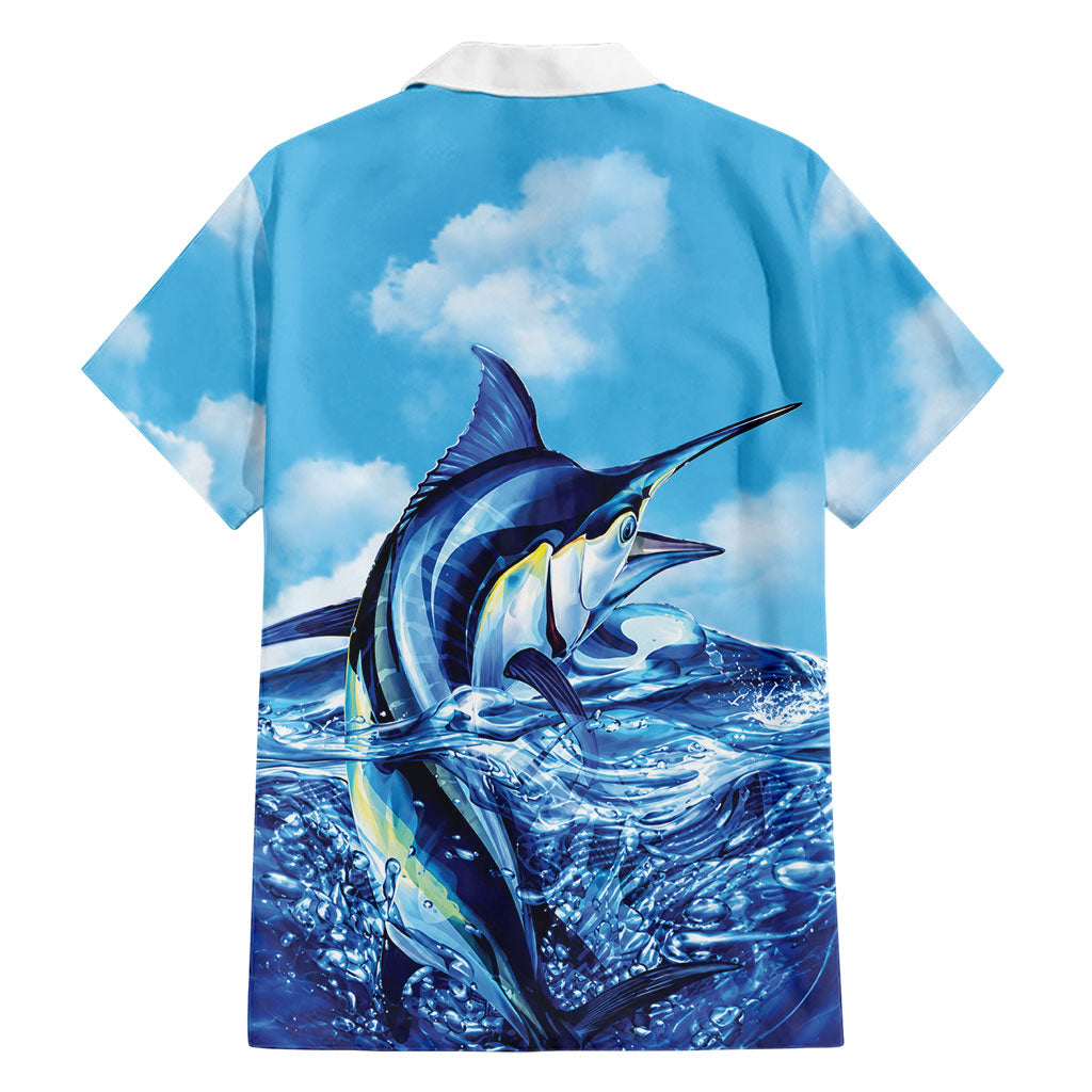 Hawaii Blue Marlin Fishing Family Matching Puletasi and Hawaiian Shirt