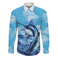 Hawaii Blue Marlin Fishing Family Matching Puletasi and Hawaiian Shirt