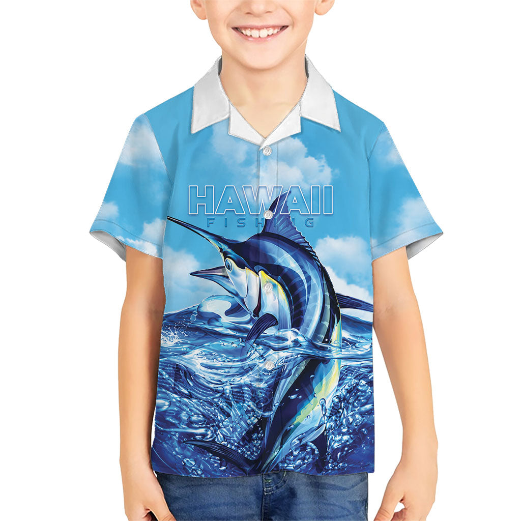 Hawaii Blue Marlin Fishing Family Matching Puletasi and Hawaiian Shirt