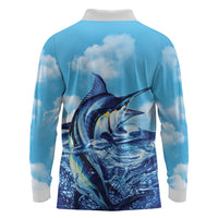 Hawaii Blue Marlin Fishing Long Sleeve Polo Shirt