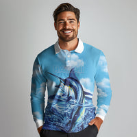 Hawaii Blue Marlin Fishing Long Sleeve Polo Shirt