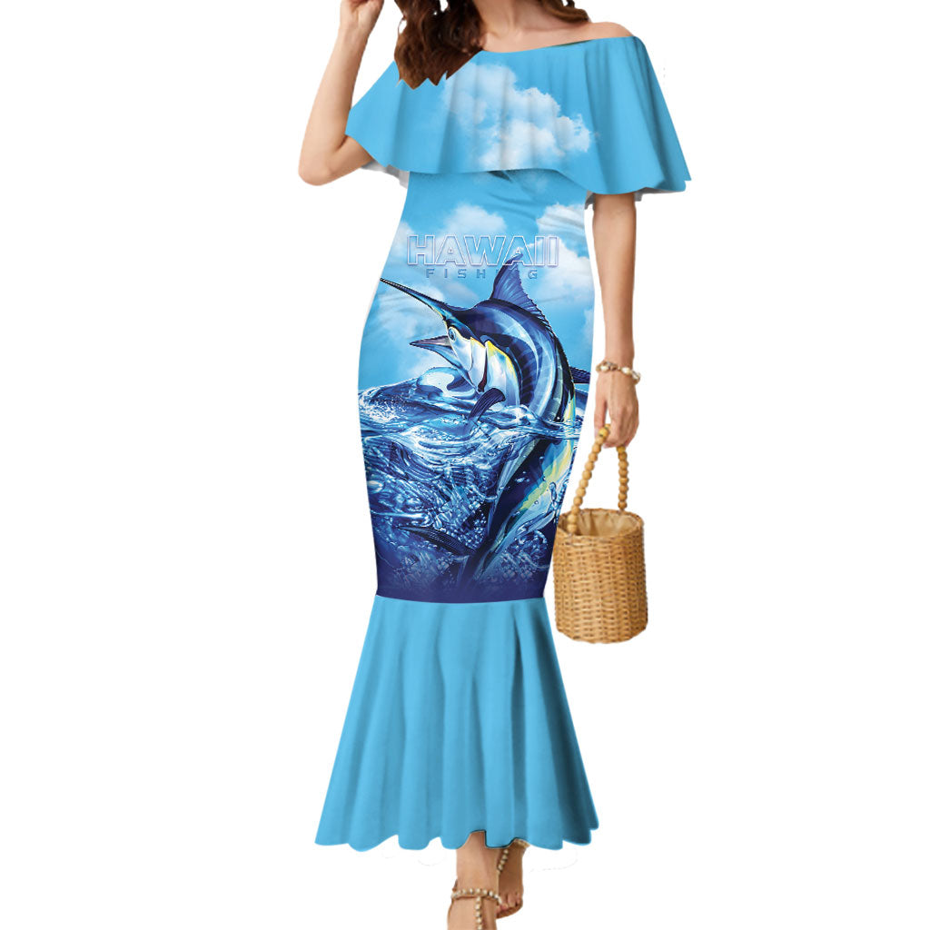 Hawaii Blue Marlin Fishing Mermaid Dress LT05 Women Blue - Polynesian Pride