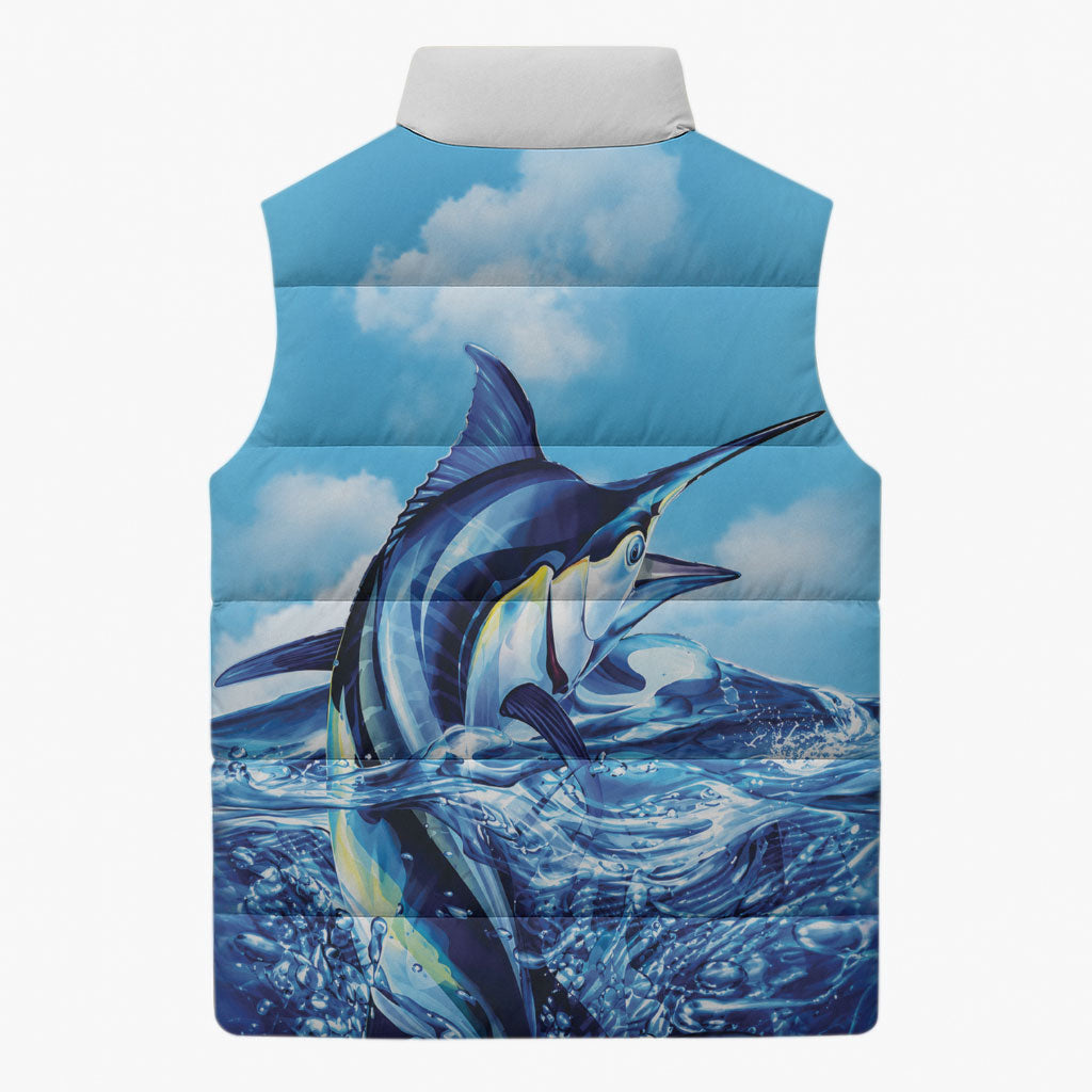 Hawaii Blue Marlin Fishing Sleeveless Puffer Jacket LT05 - Polynesian Pride