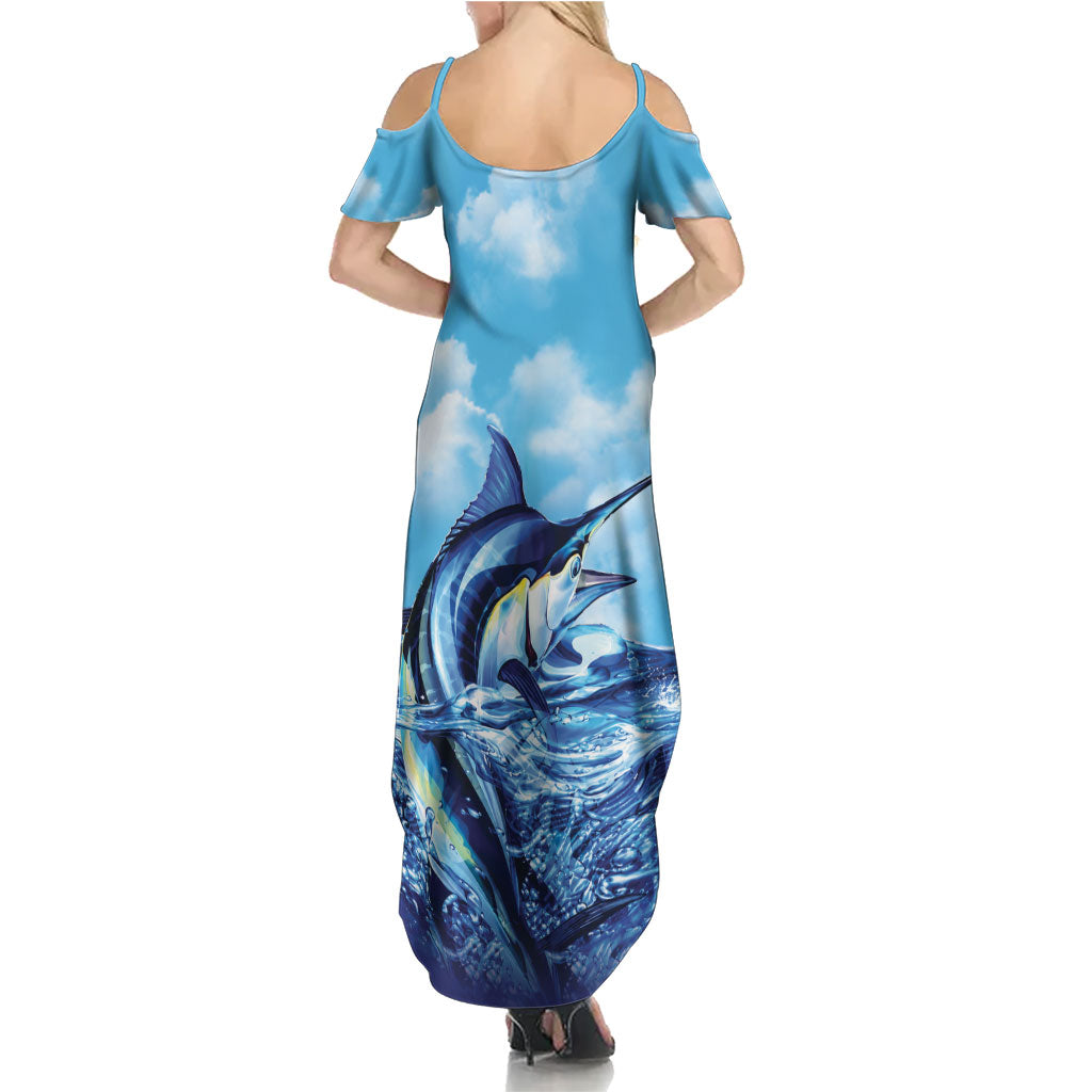 Hawaii Blue Marlin Fishing Summer Maxi Dress