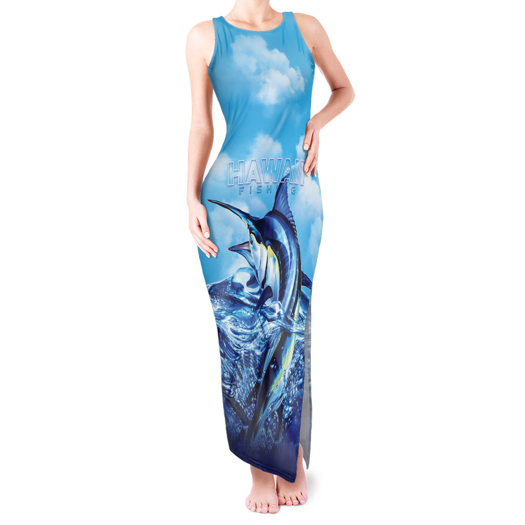 Hawaii Blue Marlin Fishing Tank Maxi Dress LT05 Women Blue - Polynesian Pride