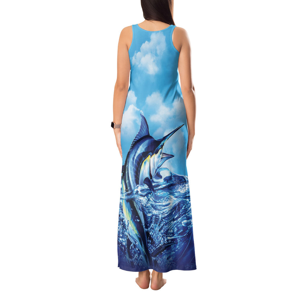 Hawaii Blue Marlin Fishing Tank Maxi Dress LT05 - Polynesian Pride