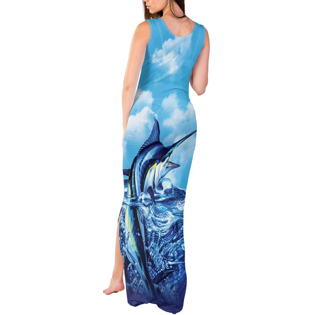 Hawaii Blue Marlin Fishing Tank Maxi Dress LT05 - Polynesian Pride