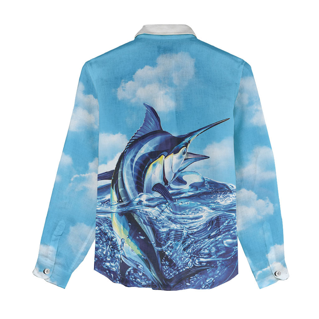 Hawaii Blue Marlin Fishing Women Casual Shirt