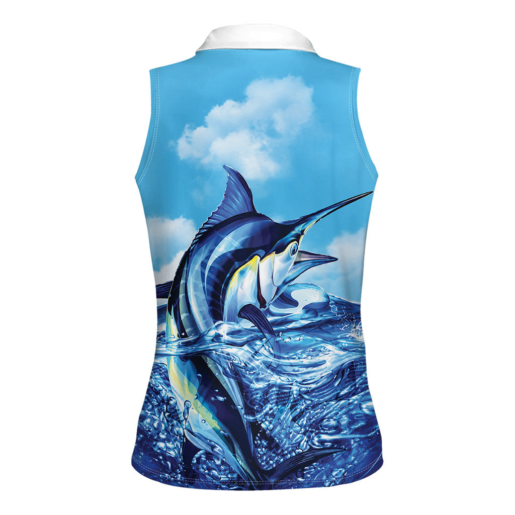 Hawaii Blue Marlin Fishing Women Sleeveless Polo Shirt LT05 - Polynesian Pride