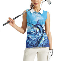 Hawaii Blue Marlin Fishing Women Sleeveless Polo Shirt LT05 - Polynesian Pride
