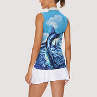 Hawaii Blue Marlin Fishing Women Sleeveless Polo Shirt LT05 - Polynesian Pride