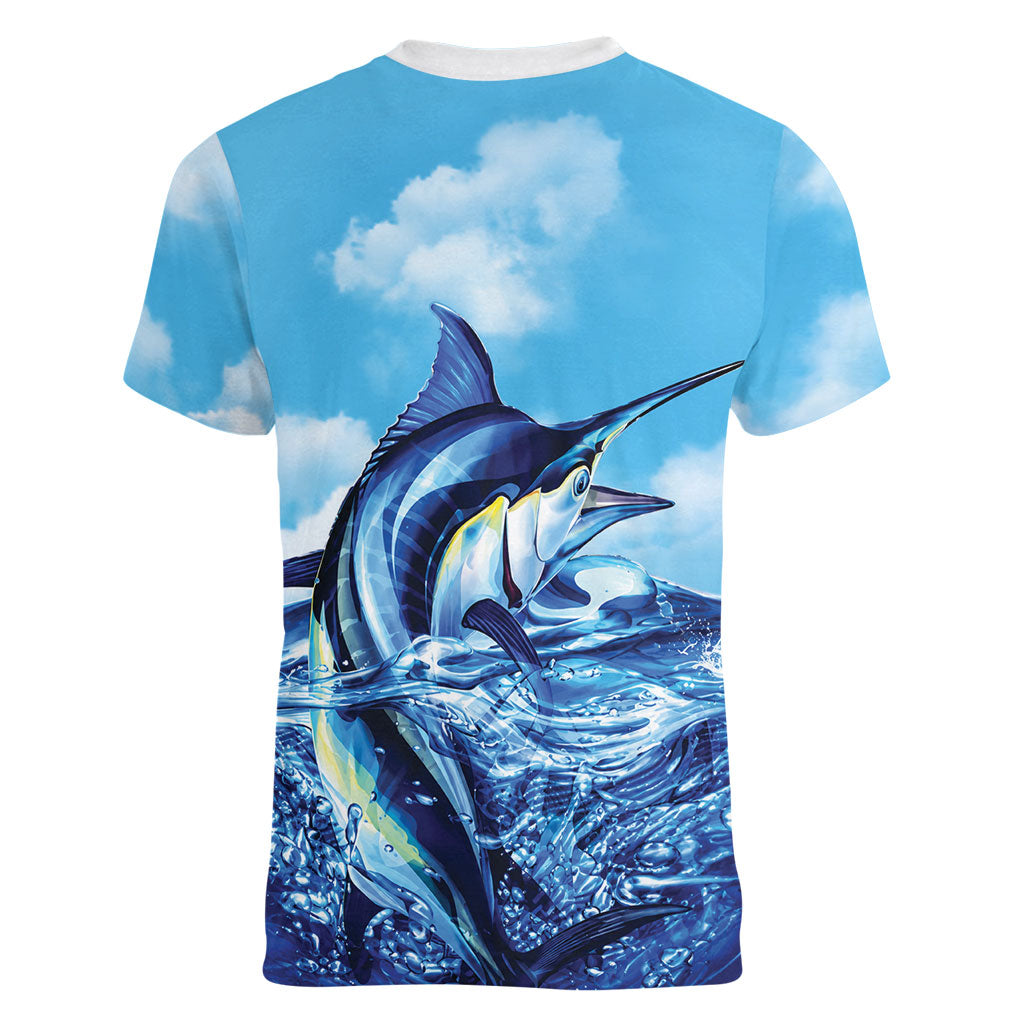 Hawaii Blue Marlin Fishing Women V-Neck T-Shirt