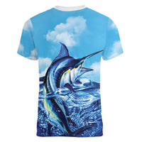 Hawaii Blue Marlin Fishing Women V-Neck T-Shirt