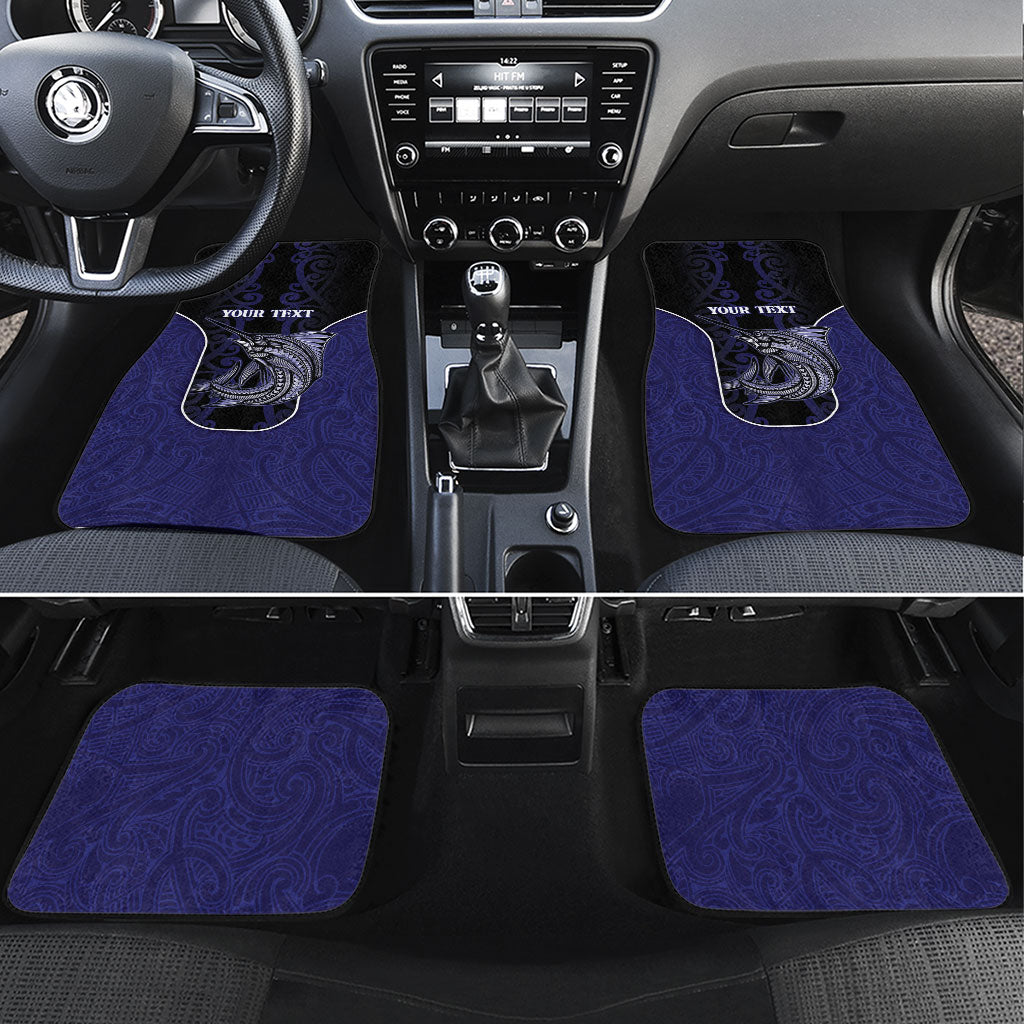 Personalised New Zealand Aotearoa Car Mats Blue Marlin Fishing Maori Pattern