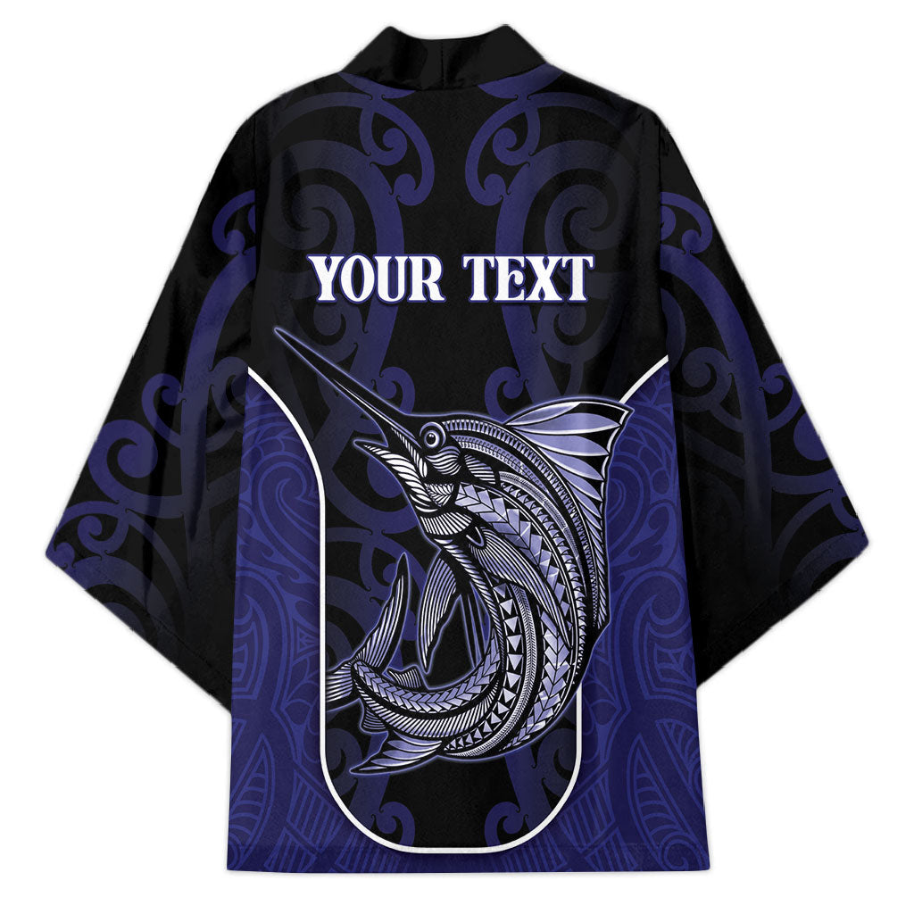 Personalised New Zealand Aotearoa Kimono Blue Marlin Fishing Maori Pattern LT05 - Polynesian Pride