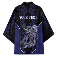 Personalised New Zealand Aotearoa Kimono Blue Marlin Fishing Maori Pattern LT05 - Polynesian Pride