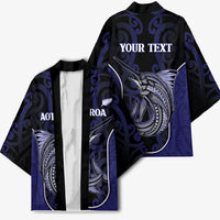 Personalised New Zealand Aotearoa Kimono Blue Marlin Fishing Maori Pattern LT05 - Polynesian Pride