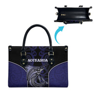 New Zealand Aotearoa Leather Bag Blue Marlin Fishing Maori Pattern