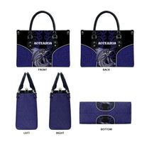 New Zealand Aotearoa Leather Bag Blue Marlin Fishing Maori Pattern