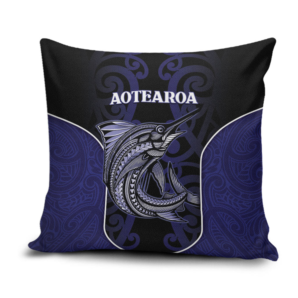 New Zealand Aotearoa Pillow Cover Blue Marlin Fishing Maori Pattern