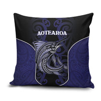 New Zealand Aotearoa Pillow Cover Blue Marlin Fishing Maori Pattern
