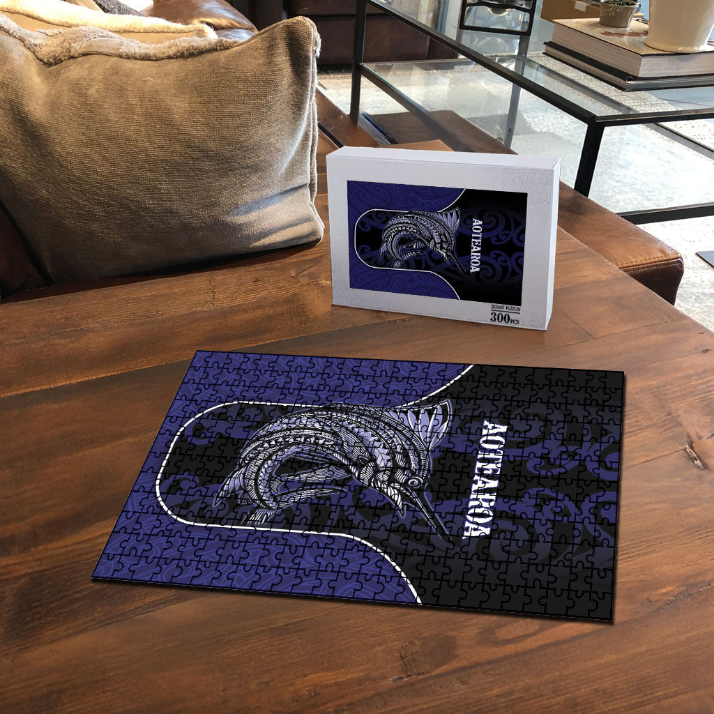 New Zealand Aotearoa Puzzle Blue Marlin Fishing Maori Pattern