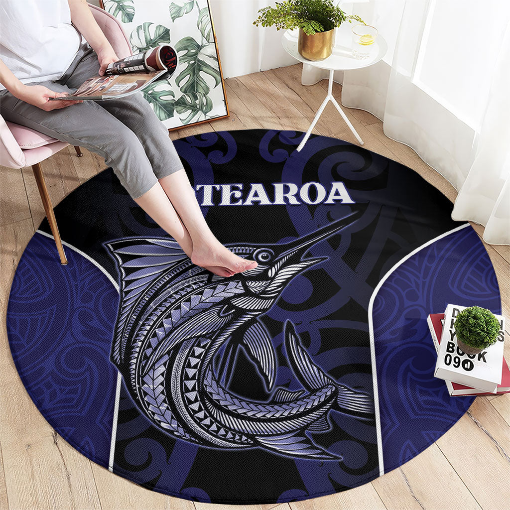 New Zealand Aotearoa Round Carpet Blue Marlin Fishing Maori Pattern LT05 - Polynesian Pride