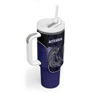 Personalised New Zealand Aotearoa Tumbler With Handle Blue Marlin Fishing Maori Pattern LT05 - Polynesian Pride